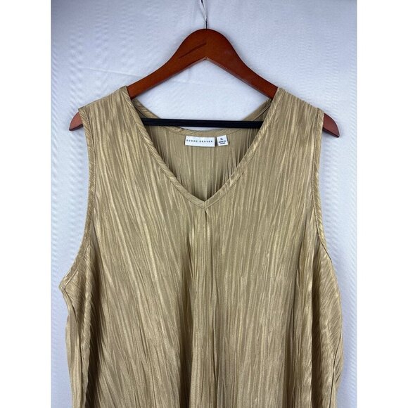 Susan Graver Womens XL Gold Textured Sleeveless Top - Picture 1 of 5